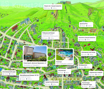 Санаторий «Долина Нарзанов» Кисловодск — карта расположения
